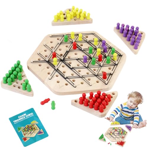 Aizuoni Kettenschach Spiel, Kettendreiecksschach - Interaktive Brettspiele - Familien-Interaktionsübung, Denkspielzeug, Dreiecksschach-Desktop-Spiel Für Kinder, 2–4 Spieler von Aizuoni