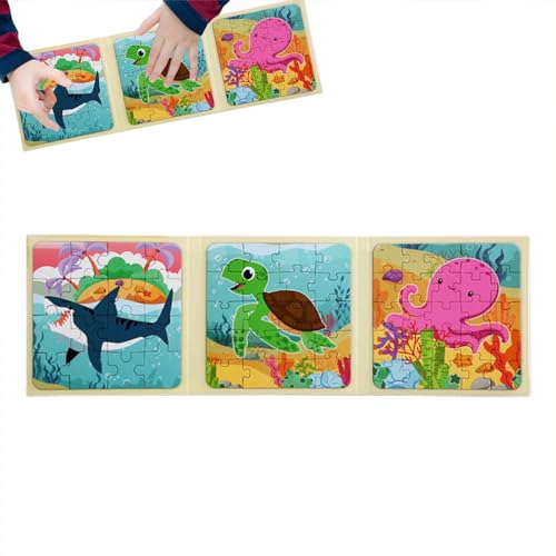 Aizuoni Magnetische Puzzles, Magnetisches Puzzle - Faltbare Puzzle-Sets mit Tiermotiven | Magnetisches Cartoon-Puzzlebuch für die Früherziehung für Mädchen, Jungen und Kinder von Aizuoni