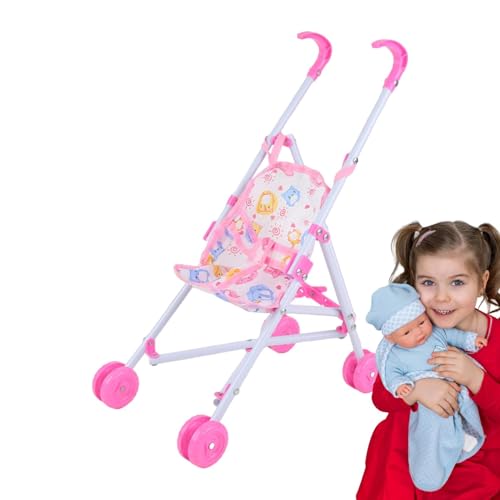 Aizuoni Puppenwagen, Spielzeugwagen Für Kinder, Puppen Kinderwagen Spielzeug Regenschirm Babys Puppe, Stellen Sie Sich Vor, Sie Spielen Regenschirm-Kinderwagen-Spielzeug Mit T-förmigem von Aizuoni