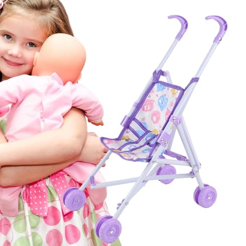 Aizuoni Puppenwagen, Spielzeugwagen Für Kinder, Puppen Kinderwagen Spielzeug Regenschirm Babys Puppe, Stellen Sie Sich Vor, Sie Spielen Regenschirm-Kinderwagen-Spielzeug Mit T-förmigem von Aizuoni