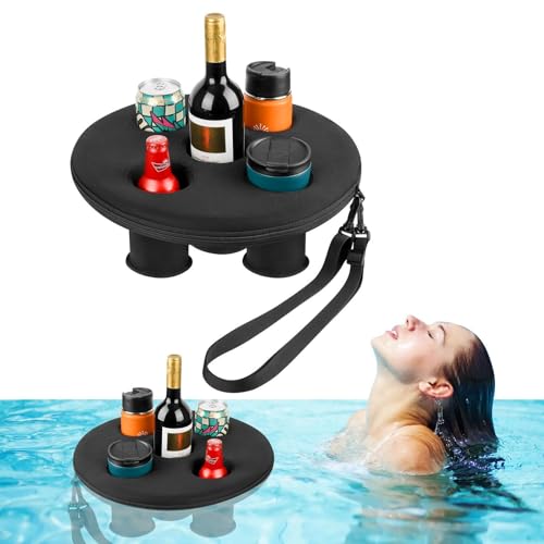 Aizuoni Schwimmendes Tablett Für Pool, Pool Getränkehalter Schwimmend, Getränkeschwimmer Mit 5 Löchern - Schwimmendes Tablett Für Poolpartys, Strand, Spa, Whirlpools, Schwimmbecken, Poolzubehör von Aizuoni