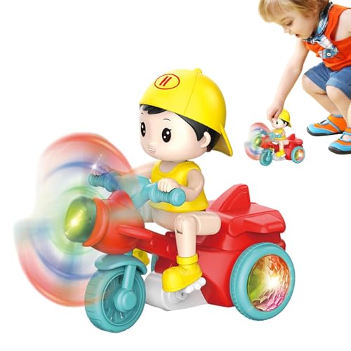 Aizuoni Stunt-Dreirad-Spielzeug,Elektrisches drehbares Push-Pull-Stunt-Fahrradspielzeug | Exquisites Kinder-Stunt-Motorrad für Geburtstags- und Ostergeschenke von Aizuoni