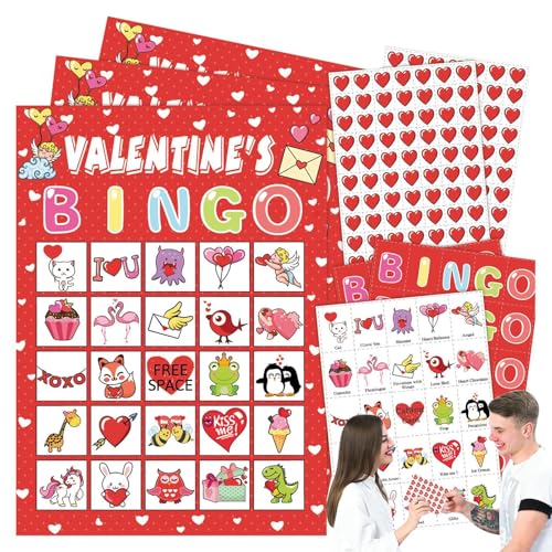 Aizuoni Valentinstag-Bingokarten,Bingokarten für Erwachsene | Lustige Party-Bingokarten - Tragbare Bingokarten, geeignet für Paare, Familien und große Gruppen von Aizuoni