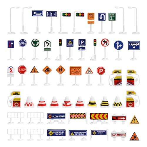 Aizuoni Verkehrszeichen-Spielzeug, kleines Verkehrszeichen-Set | Kleines Verkehrszeichen-Spielzeug,Sicheres Parkszenen-Wegweiser-Spielzeug für Zuhause, Schule, Auto, Reisen und im Freien von Aizuoni