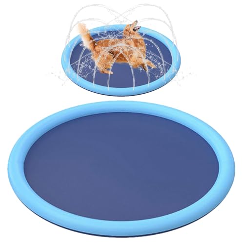 Aizuoni Wasserspielmatte, Hundesprinkler,Hunde-Spritzschutz | Hinterhof-Hundesprinkler-Pool, 0,58 mm Dicke Spritzmatte, Outdoor-Spielzeug für Pool-Hinterhof-Spiele von Aizuoni