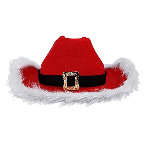 Aizuoni Weihnachts-Cowboyhut,Cowboy-Weihnachtsmützen | Cosplay-Requisite, Western-Cowboyhut, Federrand, Weihnachts-Cowboyhut Kleid Weihnachten Damen von Aizuoni