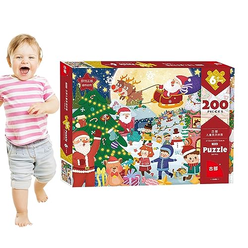 Aizuoni Weihnachtspuzzle 200 Teile | Puzzle für Kinder, Denksportaufgabe | 200-teilige Kleinkind-Puzzles der Weihnachtsstadt, Lernspielzeug-Set, Geschenk für Jungen und Mädchen, Lernspielzeug von Aizuoni