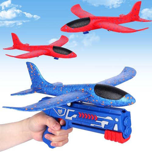 Ajuanbazha 3 Pack Flugzeug Spielzeug, Styroporflieger Launcher Kinder, Flieger Styropor Kinder Wurfgleiter, Styropor Flugzeuge füR Kinder 3 4 5 6 7 8-12 Jahre Alt Jungen Mädchen Geburtstag Geschenke von Ajuanbazha