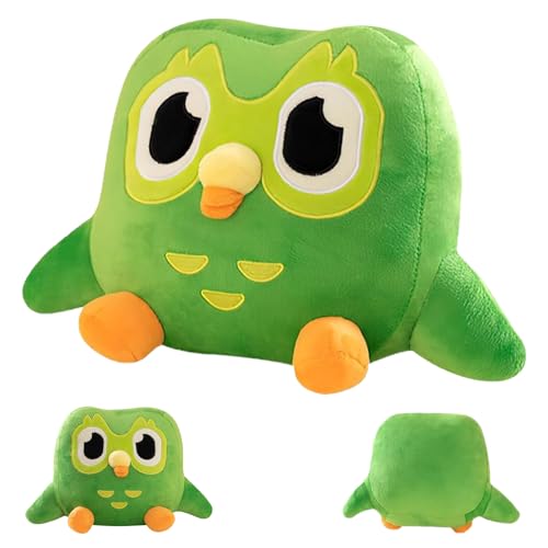 Ajuanbazha Peluche Duolingo, Süßes Eulen-Plüschtier, Weiches Kissen zum Umarmen, 20 cm Green Owl Plush Toy, Cartoon Eulen-Plüschtier, Weiche Eulen-Stofftierpuppe von Ajuanbazha