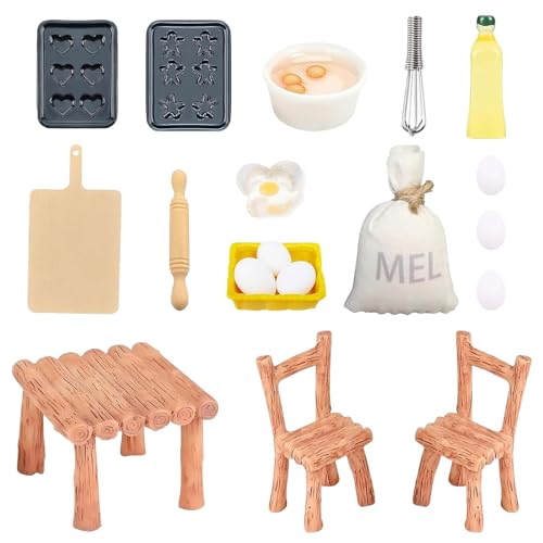 Ajuanbazha Miniatur Puppenhaus Zubehör, 19 Puppenhaus Möbel Zubehör Set, Küchenmöbel für Puppenhäuser, Tisch und Stühle, Ideal Als Weihnachts- Oder Geburtstagsgeschenk Ajuanbazha Miniatur Puppenhaus Zubehör, 19 Puppenhaus Möbel Zubehör Set, Küchenmöbel für Puppenhäuser, Tisch und Stühle, Ideal Als Weihnachts- Oder Geburtstagsgeschenk von Ajuanbazha