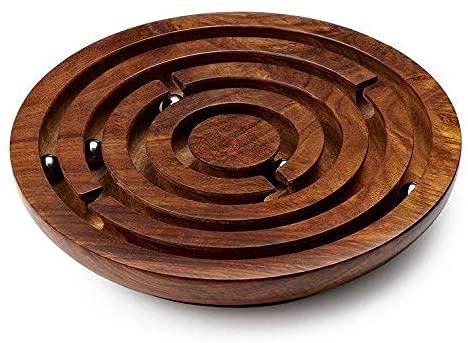 Ajuny Handgefertigtes Labyrinth-Brettspiel aus Holz, Puzzle-Labyrinth-Spiel für Kinder, Metall, Mind Travel Labyrinth, Ballspiel, ideal für Hand-Augen-Koordinationsgeschenk von Ajuny