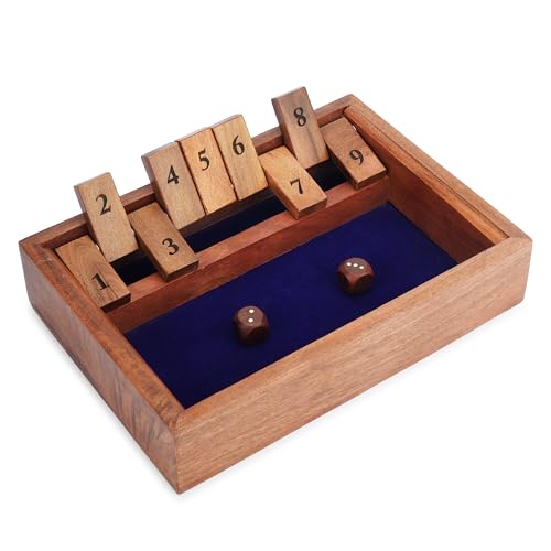 Ajuny Holz Würfelspiel Shut The Box für 2 Spieler – Mathematik Brettspiel für Kinder und Erwachsene Klassisches Lustiges Familien Tischspiel für Unterwegs 9 Zahlen Close The Box Spiel – 25.4 cm Ajuny Holz Würfelspiel Shut The Box für 2 Spieler – Mathematik Brettspiel für Kinder und Erwachsene Klassisches Lustiges Familien Tischspiel für Unterwegs 9 Zahlen Close The Box Spiel – 25.4 cm von Ajuny
