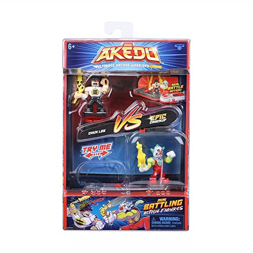 Akedo 14257 EA Ultimative Arcade-Krieger gegen Pack CHUX LEE VS CRACKUP Mini Battling Actionfiguren Ready, Fight, Split Strike, Mehrfarbig, S von Akedo