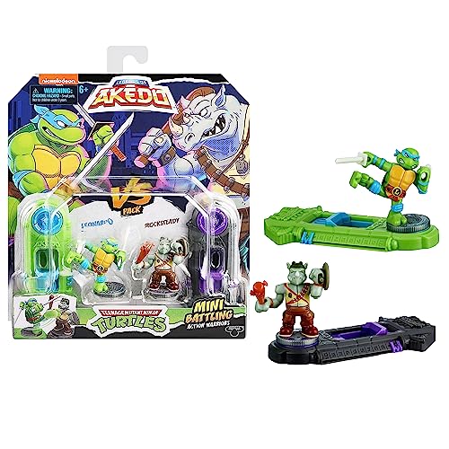 Akedo Legends of Teenage Mutant Ninja Turtles, Mini Battling Warriors Versus Pack Leonardo Vs Rocksteady von Akedo