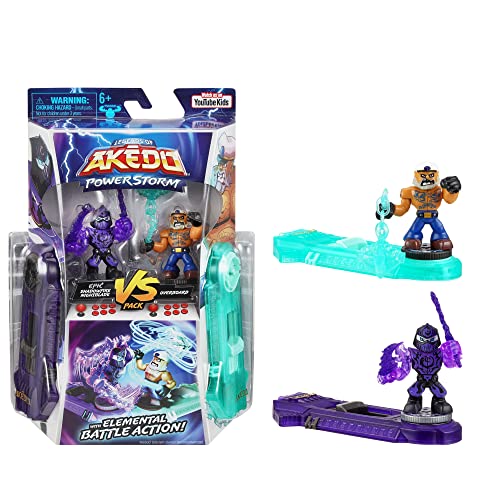 Akedo Legends of Powerstorm Versus Pack 2 Mini Battling Warriors und 2 Battle Controller Epic Shadowfire Nightblade Versus Overboard von Akedo