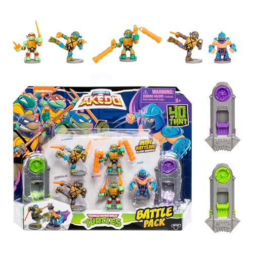 Legends of Akedo Teenage Mutant Ninja-Turtles-Battle-Pack enthält Mini Battling Warriors Donatello, Leonardo, Michelangelo, Raphael, Shredder 2 silberne Kampf-Controller von Akedo