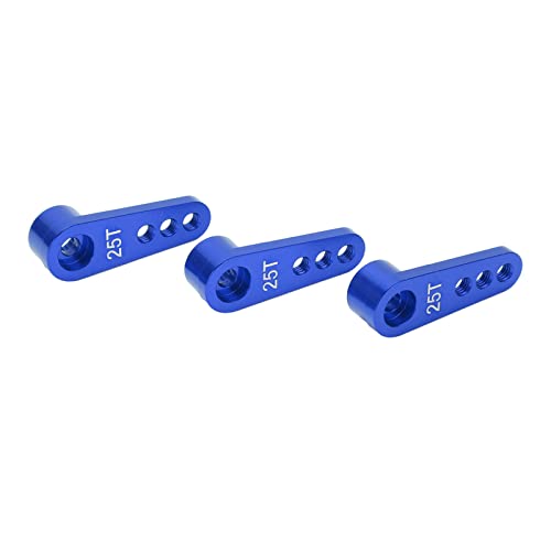 Akozon 3 Stück RC Aluminium 25T Servohörner, Metall-Lenkarm-Ersatzteile für 1/8 1/10 RC-Auto, Hochwertiges CNC-gefrästes Leichtes Aluminium-Servohorn (Blue) von Akozon