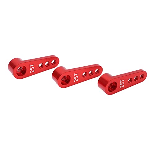 Akozon 3 Stück RC Aluminium 25T Servohörner, Metall-Lenkarm-Ersatzteile für 1/8 1/10 RC-Auto, Hochwertiges CNC-gefrästes Leichtes Aluminium-Servohorn (Rot) von Akozon