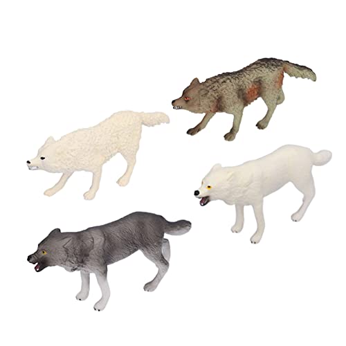 Akozon 4 Stück Wolf-Ornamente, Handgefertigte Hochsimulierte Tier-Actionfiguren, Spielsets für Sammlung, Schule, Bildung, für den Heimgebrauch von Akozon