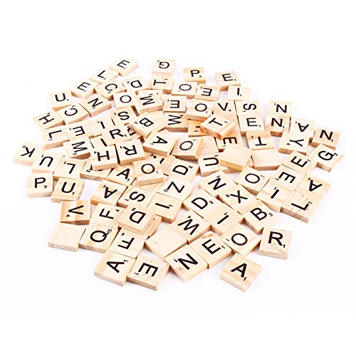 Akozon Alphabet-Puzzleplättchen: Set aus Holzbuchstaben und Zahlen, 100 Stück Bastelanhänger für Frühkindliche Bildung, Rechtschreibspiele und Bastelzubehör von Akozon