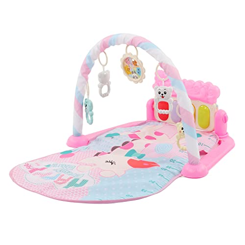 Akozon Baby Infant Kick Play Piano Activity Gym Matte mit Blinklicht und Rasseln Spielzeug in Rosa für das Lernen und die Sinneswahrnehmung von Neugeborenen von Akozon