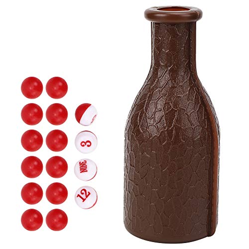 Akozon Billiard Pool Shaker Flasche Set mit 16 Nummerierten Bällen - Billard Dice Box für Lustige Gameplay & Family Entertainment (Brown) von Akozon