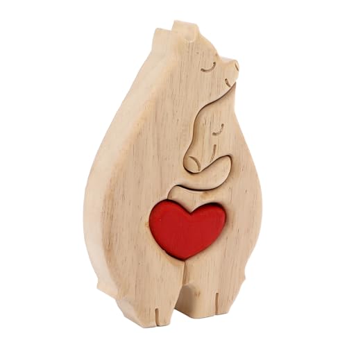 Akozon DIY Holz-Bär-Puzzle-Set – Mutter und Baby-Bär-Holzfigur – Perfekte Heimdekoration und Lernspielzeug für von Akozon