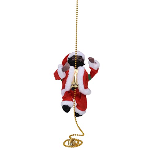 Akozon Kletter-Weihnachtsmann-Ornamente, Elektrische Weihnachtsmann-Ornamente, Black Race Climbing-Weihnachtsbaumschmuck, Schaufenster-Ornamente (schwarzer Mann klettert auf Perlen) von Akozon