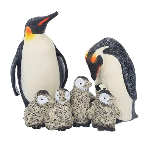 Akozon Königspinguin-Mutter- und Kind-Figuren-Set, Simulation von Wildtier-Pinguin-Modellen, Pädagogisches Tierspielzeug für Frühes Lernen von Akozon