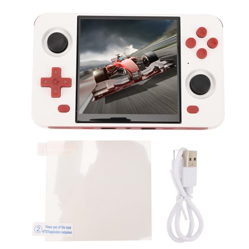 Akozon Retro-Handspielkonsole, Dual-Joystick, 4-Zoll-IPS-Bildschirm, 16 GB/64 GB Speicherkarte, 4000 MAh, HD-Fernseher, HD-Ausgang, 2,4 GHz, Unterstützt 2-Spieler-Online-Spiel (White) von Akozon