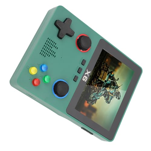 Akozon Tragbare Dual-Player-Handspielkonsole mit Dua-Stick, 3,5-Zoll-HD-IPS-Farbdisplay, 2000-mAh-Akku für Erweitertes Gaming und FreizeitunterhaltungOptimiert (Green) von Akozon