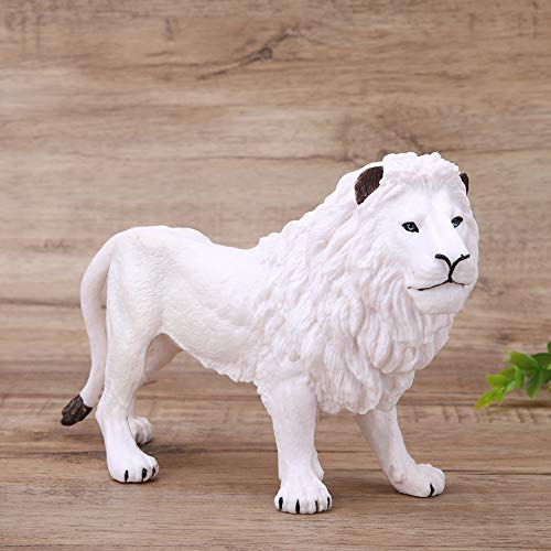 Akozon White Lion Früherziehung Statue Spielzeug - Realistische Tiermodellsimulation Zum Lernen und Dekorieren von Akozon