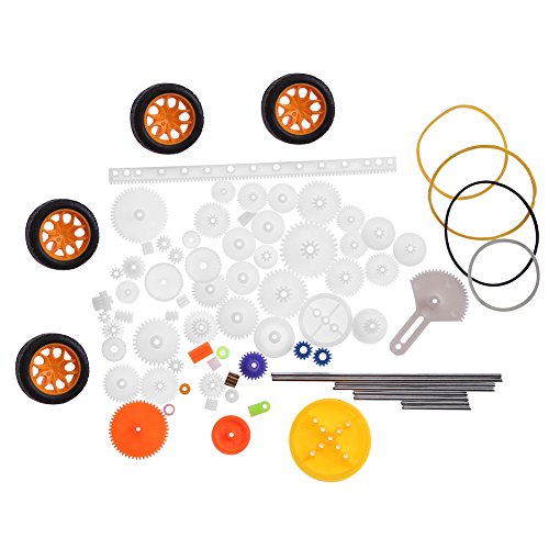 Akozon Zahnräder Set 78pcs Plastik Getriebe Zahnrad Set Riemenscheiben Wurm Zahnstangen Ausrüstungs Gang Gesetztes Wellen Gurt Gears Toy für Flugzeug Auto l DIY Installationssatz von Akozon