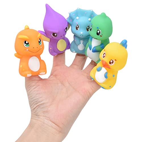 Akozon Dinosaurier-Fingerpuppen, Set mit 5 Dinosaurier-Fingerpuppen – Tier-Handpuppen-Spielornamente von Akozon