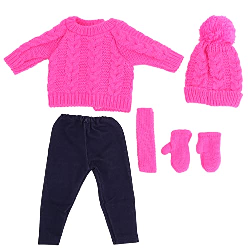 Puppenkleidungsset, Puppenkleidungsset - Pullover, Hose, Mütze, Schal, Set für 18-Zoll-Puppe (Q18-788 Rosaroter Pullover 43 cm große Shafu-Puppe) von Akozon