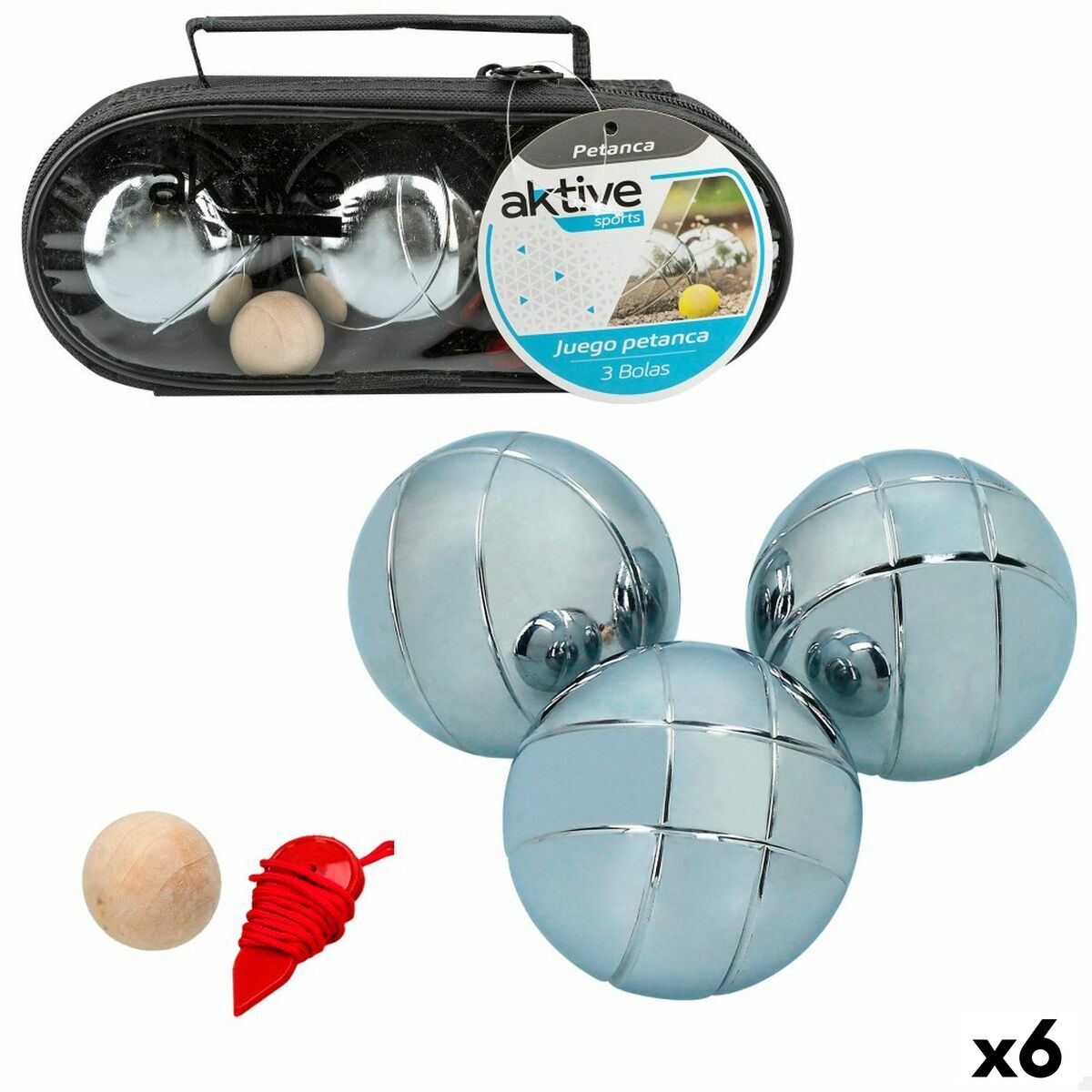 Boccia-Spielset Aktive Holz Nylon Metall 6 Stück von Aktive