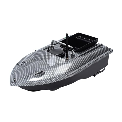 Akuoyiexemye 500M Ferngesteuert Futterboot, RC Köder-Boot für Angeln 1,5KG Beladung Wireless Fischerei-Köder-Boot mit Fernsteuerung & Batterien & LED-Licht, Schwarz von Akuoyiexemye