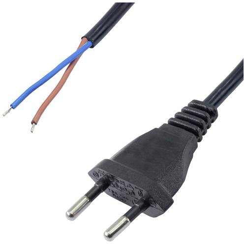 Akyga AK-OT-06A Strom Netzkabel [1x Euro-Stecker - 1x offene Kabelenden] Schwarz 3.00m von Akyga