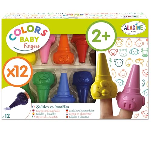 Aladine 42067 Color Baby Fingers Magic Air Colors Filzstifte, Gelb, Orange, Rosa, Rot, Violett, Blau, Lila, Grün, Schwarz, Braun, 1 unité (Lot de 12) von Aladine