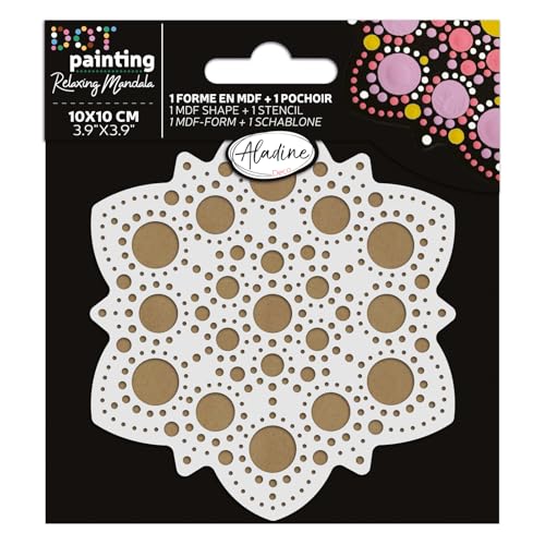 Aladine - Mandala-Set 10 cm in Dot Painting – Mandala-Set mit Mandala-Schablone & Ständer aus Holz – 85499 von Aladine