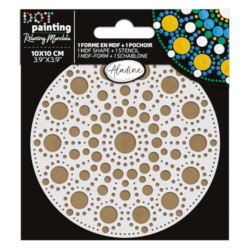 Aladine - Mandala-Set 10 cm in Dot Painting – Mandala-Set mit Mandala-Schablone & Ständer aus Holz – 85500 von Aladine