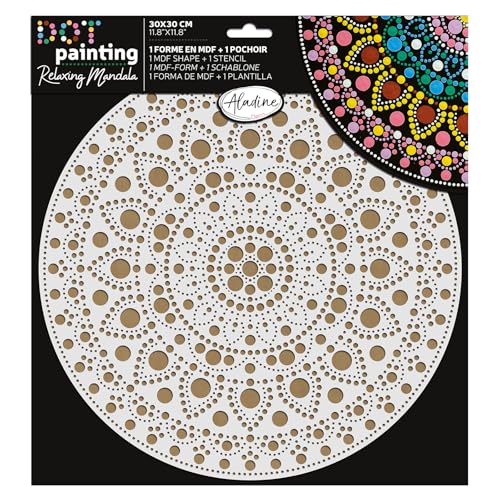 Aladine - Mandala-Set 30 cm in Dot Painting – Mandala-Set mit Mandala-Schablone & Ständer aus Holz – 85505 von Aladine