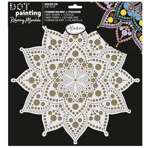 Aladine - Mandala-Set 30 cm in Dot Painting – Mandala-Set mit Mandala-Schablone & Ständer aus Holz – 85505 von Aladine