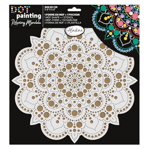 Aladine - Mandala-Set 30 cm in Dot Painting – Mandala-Set mit Mandala-Schablone & Ständer aus Holz – 85505 von Aladine