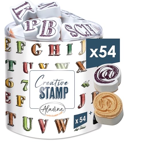 Aladine Stempelset für kreatives Kartenbasteln, zum Selbermachen, Stempel, Stempel, Stempel, Stempel, zum Mitnehmen, mit schwarzem Stempelkissen von Aladine