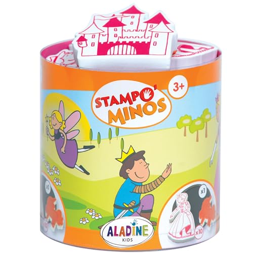 HCM Kinzel GmbH 85114 Stempelset Minos Märchen, inkl. 10 Stempel und 1 Stempelkissen, kreativer Stempelspaß für Kinder ab 3 Jahren von Aladine