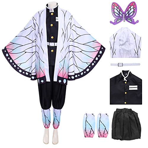 Alaiyaky Shinobu Cosplay Kostüm Komplettset für Kinder Kimono Cosplay Kochou Shinobu Halloween Outfit Anime Mantel Kostüm Erwachsene (X-Large, Cosplay 4) von Alaiyaky