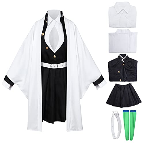 Alaiyaky Mitsuri Cosplay Anime Damen Kostüm, Demon Slayer Cosplay Frauen Outfits Mitsuri Kanroji Kimono, Mitsuri Uniform Volle für Karneval Halloween Maskerade (Cosplay 6, L) von Alaiyaky