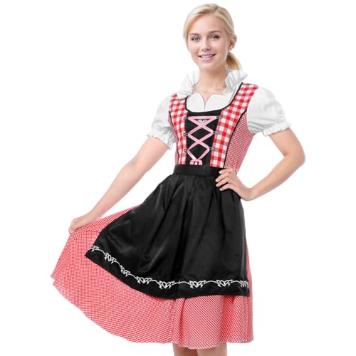 Alaiyaky Oktoberfest Kostüm Damen Deutsch Bayerisches Bier Dirndl Kleid Outfits für Frauen Halloween Bierfest von Alaiyaky