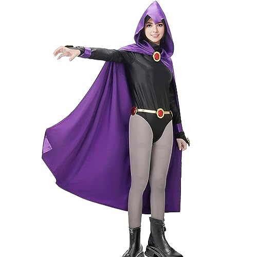 Alaiyaky Rabenkostüm für Damen, Superheld, Rabe, Teenager, Titans, Raben-Umhang, Overall, violett, Kapuzenumhang für Halloween, Cosplay, Größe M Alaiyaky Rabenkostüm für Damen, Superheld, Rabe, Teenager, Titans, Raben-Umhang, Overall, violett, Kapuzenumhang für Halloween, Cosplay, Größe M von Alaiyaky